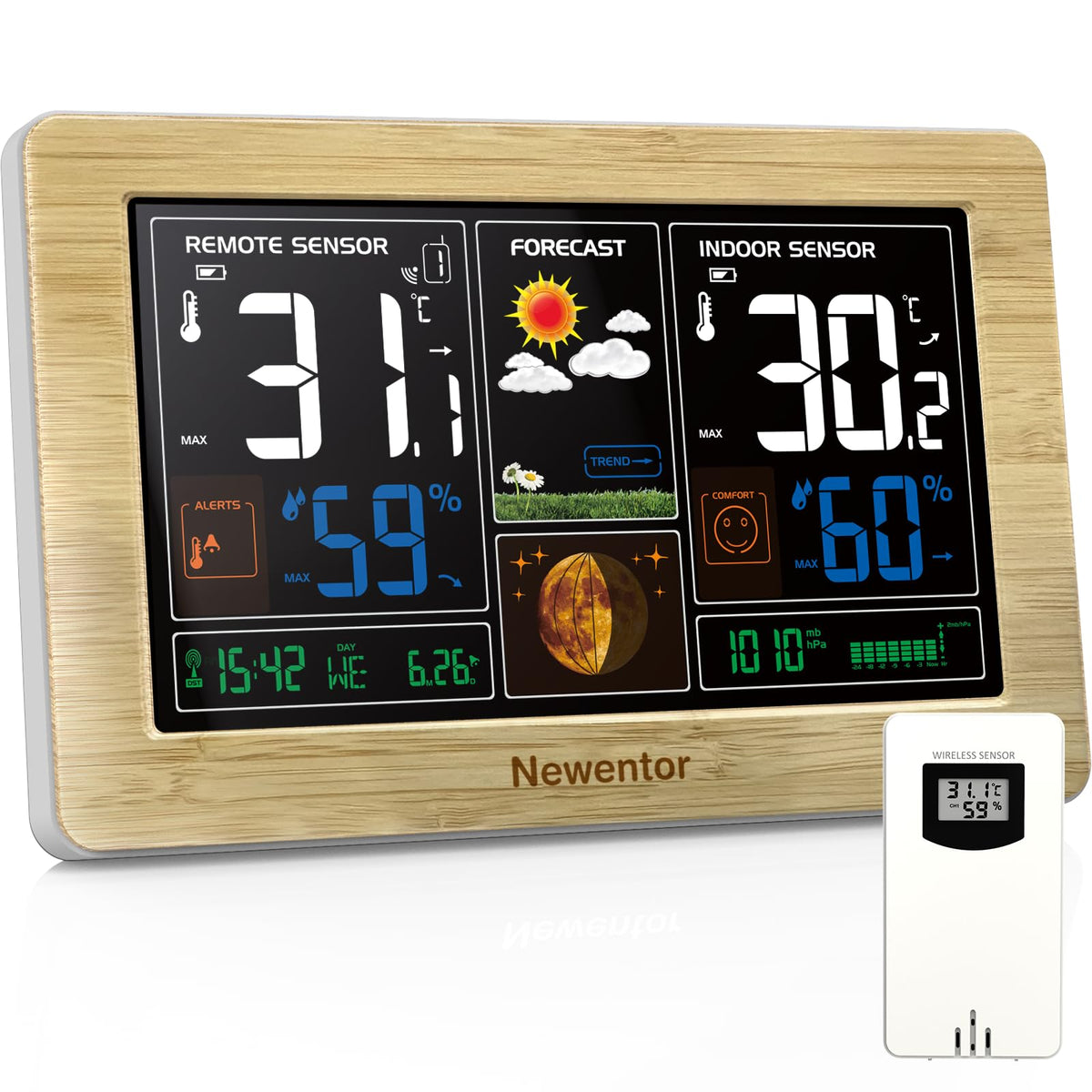 Funk-Wetterstation mit Farbdisplay & Außensensor