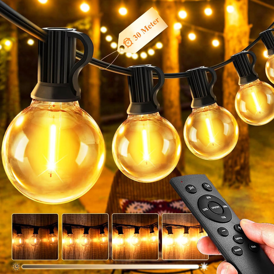 LED Lichterkette Außen mit Strom – dimmbar, mit Fernbedienung