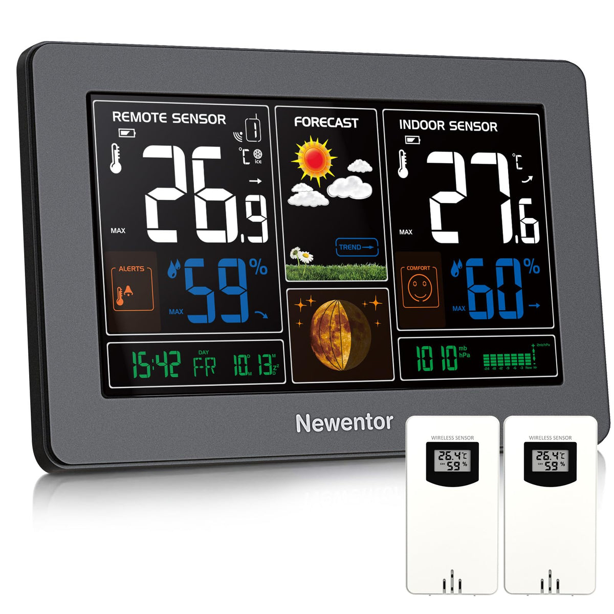 Funk-Wetterstation mit Farbdisplay & Außensensor