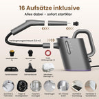 Hand-Dampfreiniger 550 ml – in 15 Sekunden bereit, 16 Aufsätze