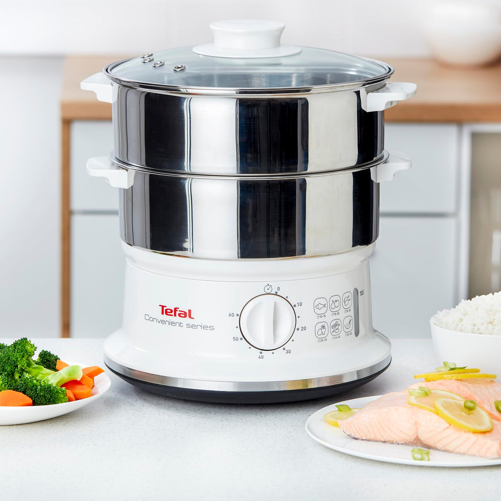 Tefal Dampfgarer VC1451 – 6 L, 2 Edelstahl-Behälter, Timer