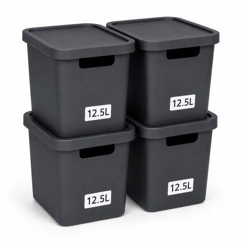Aufbewahrungsboxen mit Deckel 4er-Set – stapelbar, BPA-frei, mit Griffen