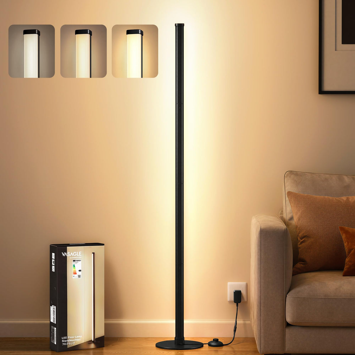 VASAGLE LED Stehlampe dimmbar – 1200 lm, warmweiß
