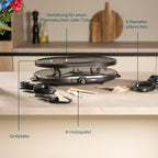 Princess Raclette-Grill oval – 8 Pfännchen, mit Crêpes-Fläche, 1200 W