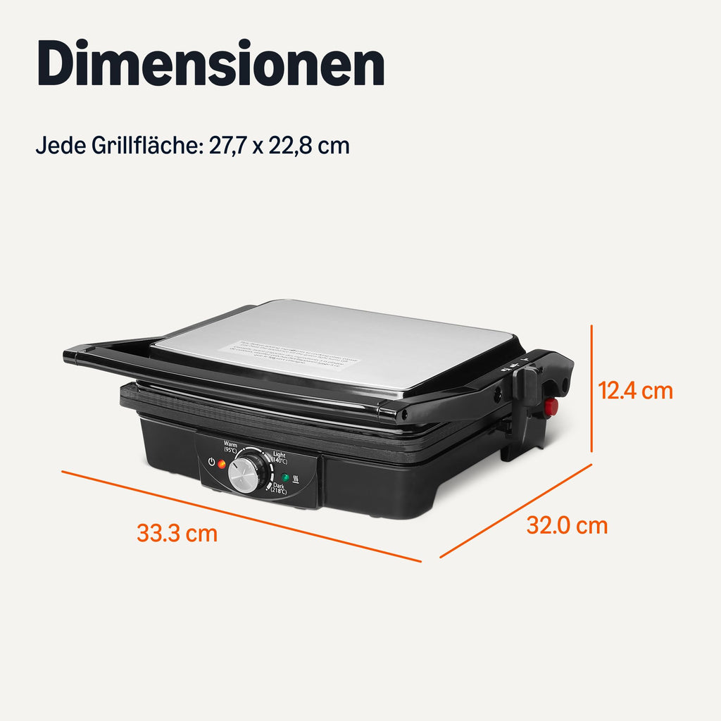 Elektrischer Kontaktgrill 2000 W mit Temperaturregler