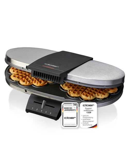 Cloer 1329 Doppel-Herzwaffeleisen – 1700 W, PFAS-frei