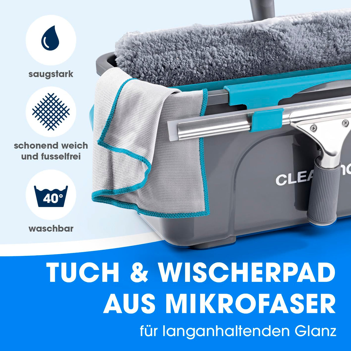 CLEANmaxx Fensterreiniger-Set 7-teilig – mit Eimer & Reinigerkonzentrat