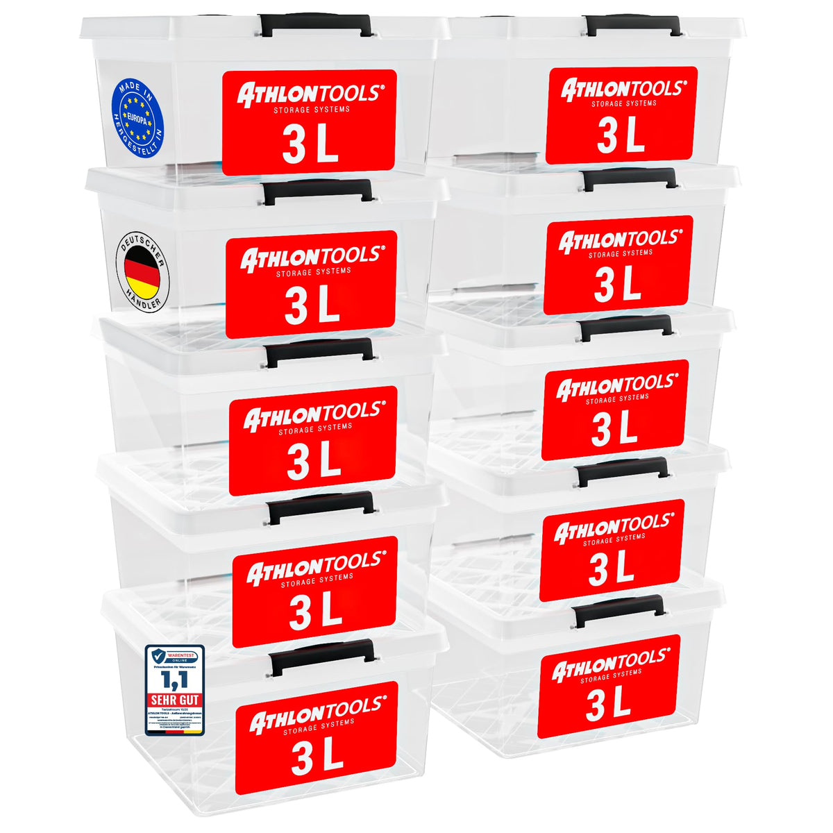 Aufbewahrungsboxen mit Deckel – 10er Set, stapelbar, BPA-frei