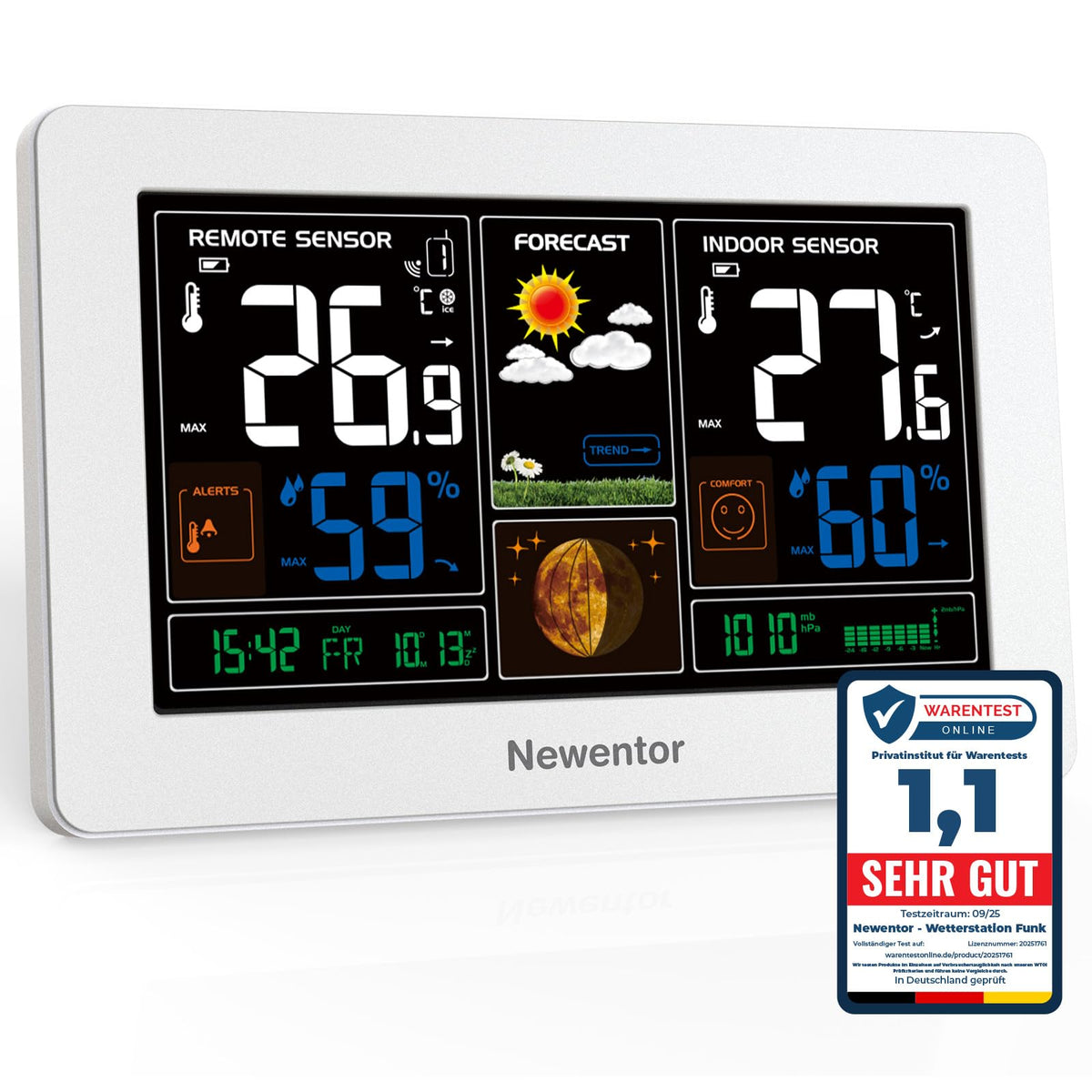 Funk-Wetterstation mit Farbdisplay & Außensensor
