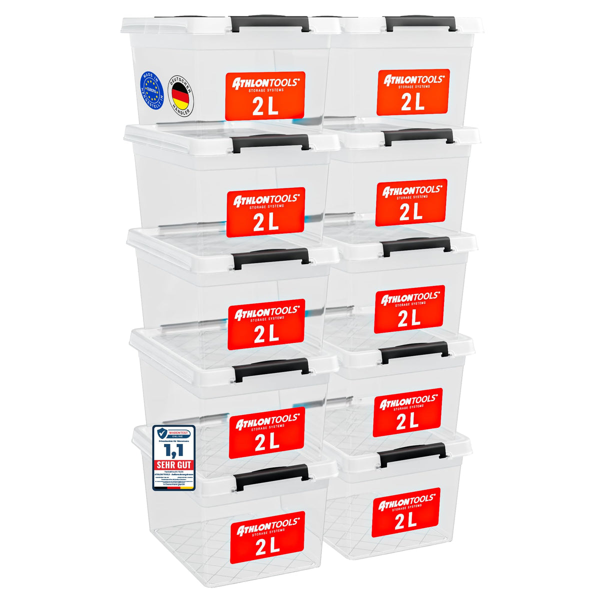 Aufbewahrungsboxen mit Deckel – 10er Set, stapelbar, BPA-frei