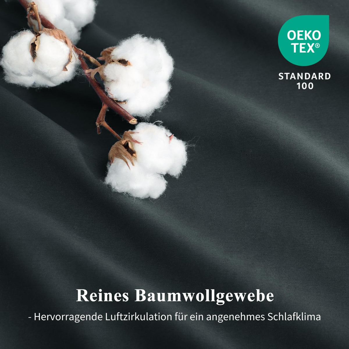 Bettwäsche 135 x 200 cm aus Baumwolle – 4-teilig, Dunkelgrau