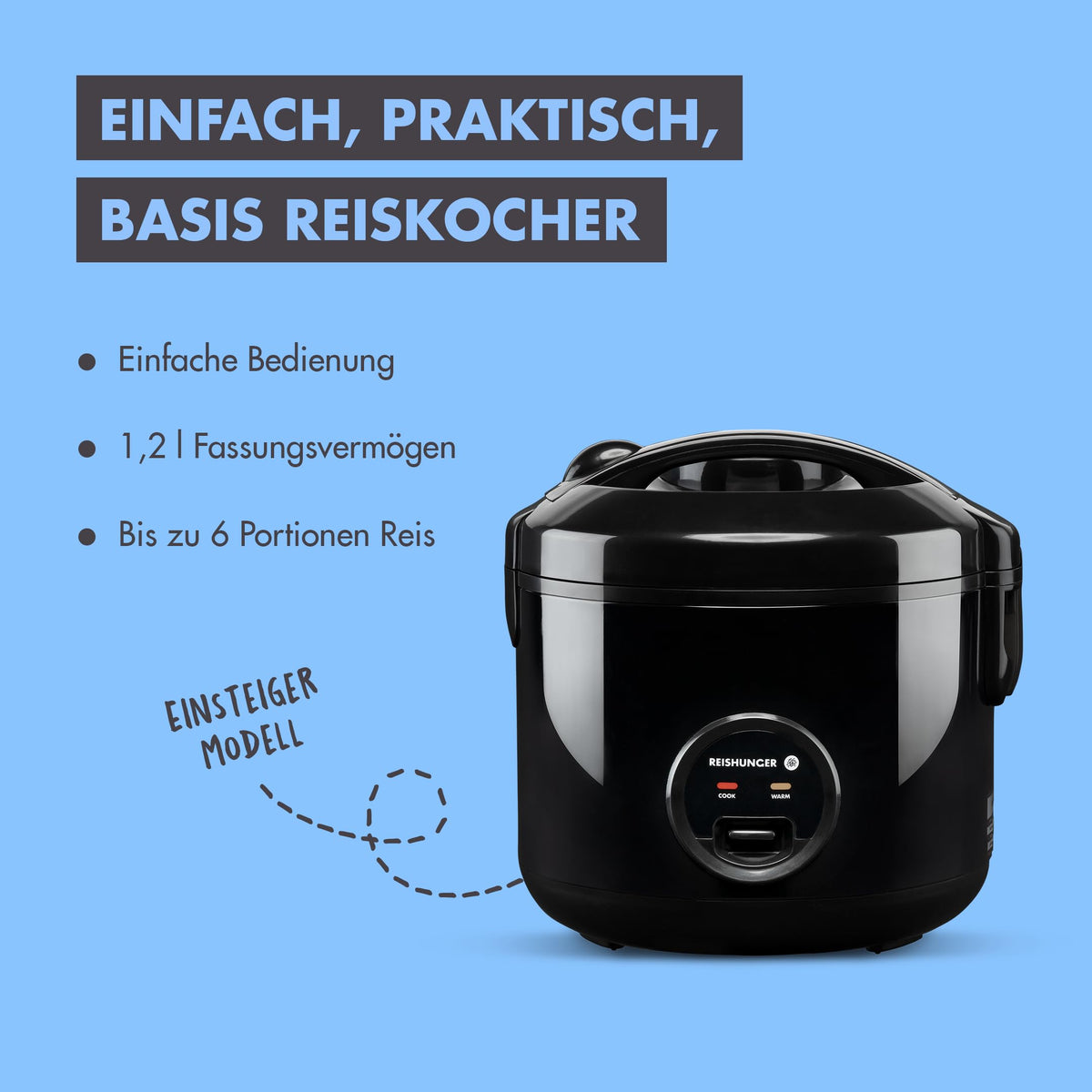 Reishunger Reiskocher & Dampfgarer – Keramik-Innentopf, 1,2 L