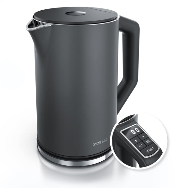 Arendo Edelstahl-Wasserkocher mit Temperatureinstellung 40–100 °C – 1,5 L