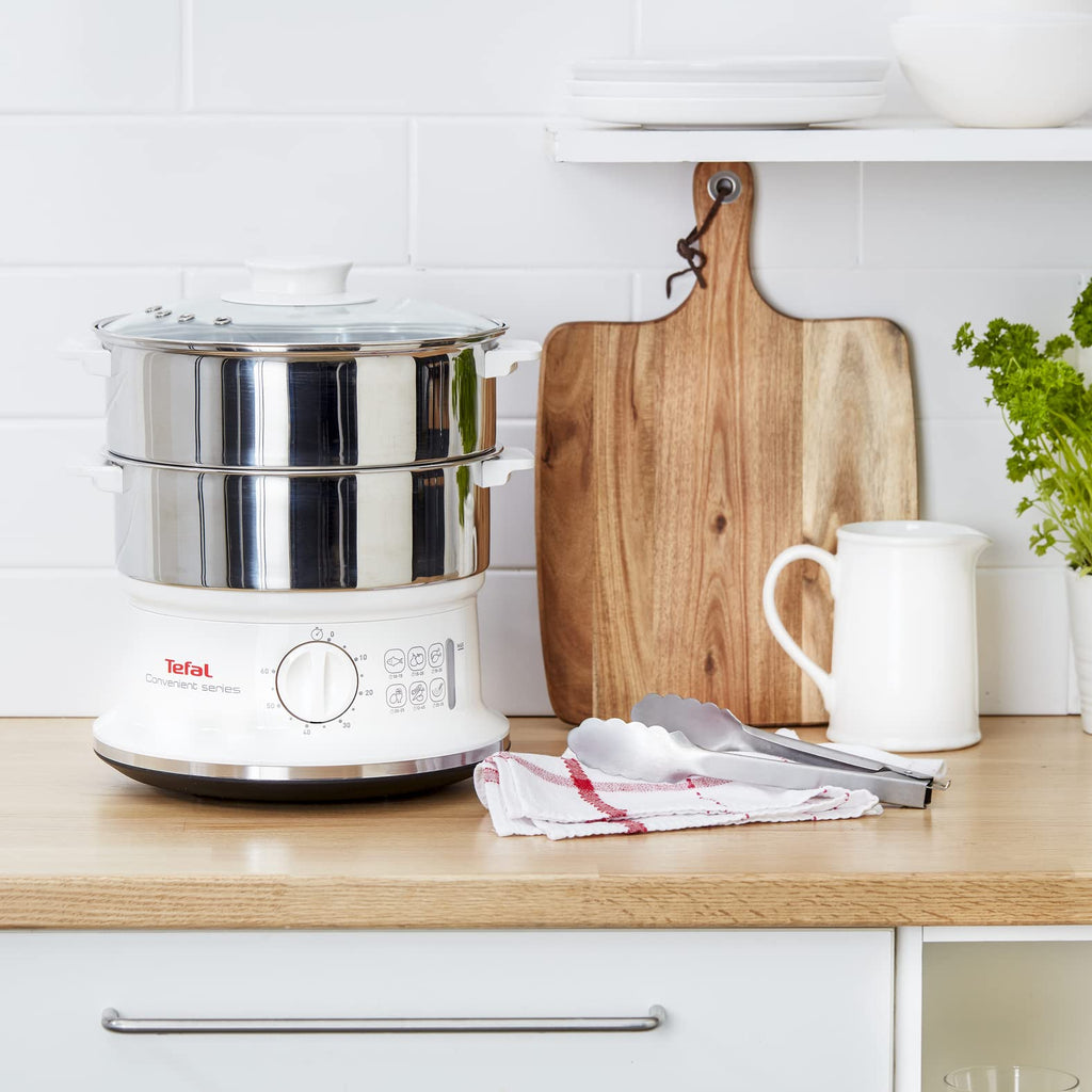 Tefal Dampfgarer VC1451 – 6 L, 2 Edelstahl-Behälter, Timer