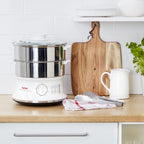 Tefal Dampfgarer VC1451 – 6 L, 2 Edelstahl-Behälter, Timer