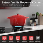 Gusseisen-Brotbacktopf emailliert 26 cm, 5 L – Bräter mit Deckel, Rot