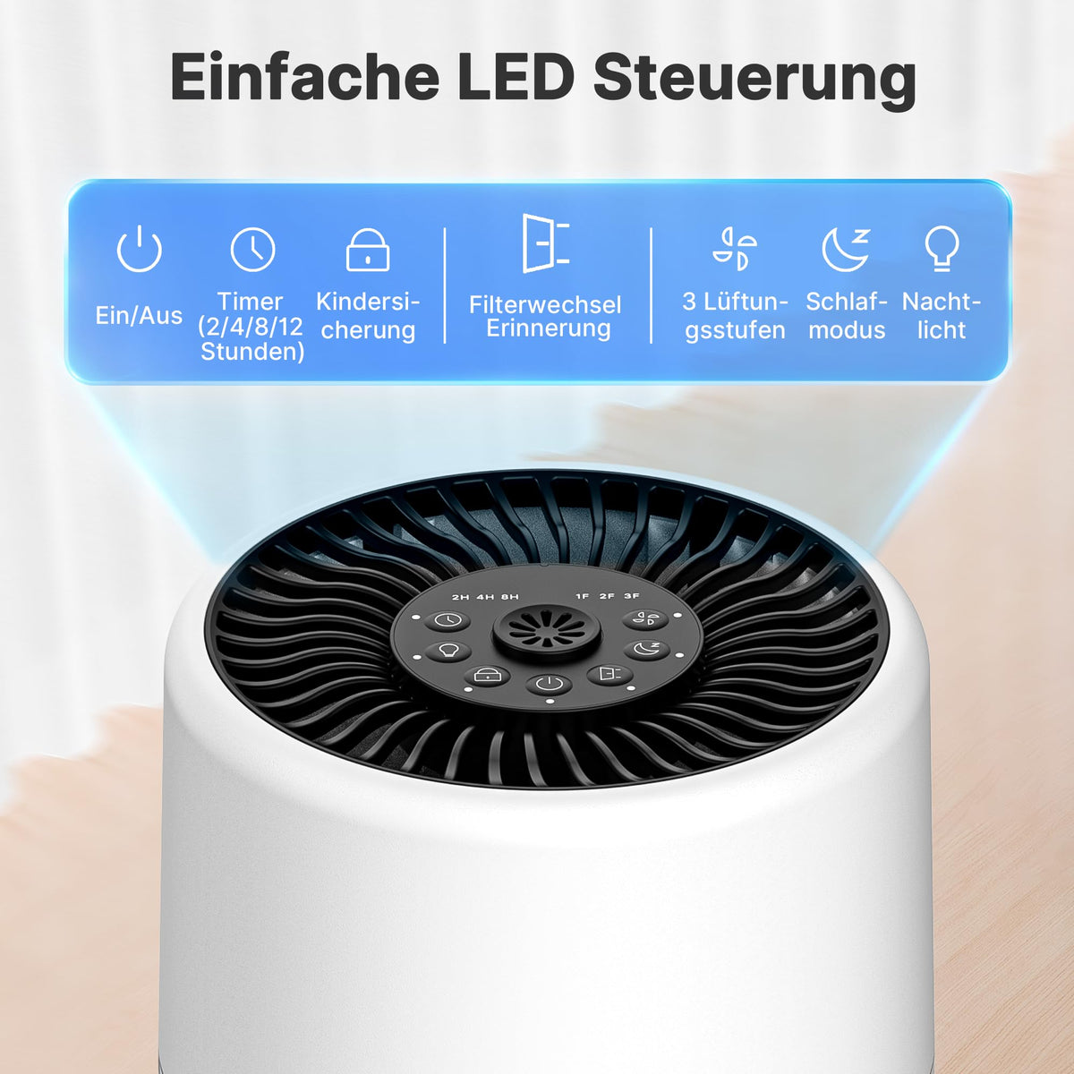 Luftreiniger mit HEPA-Filter & Aroma-Funktion – 24 dB Schlafmodus