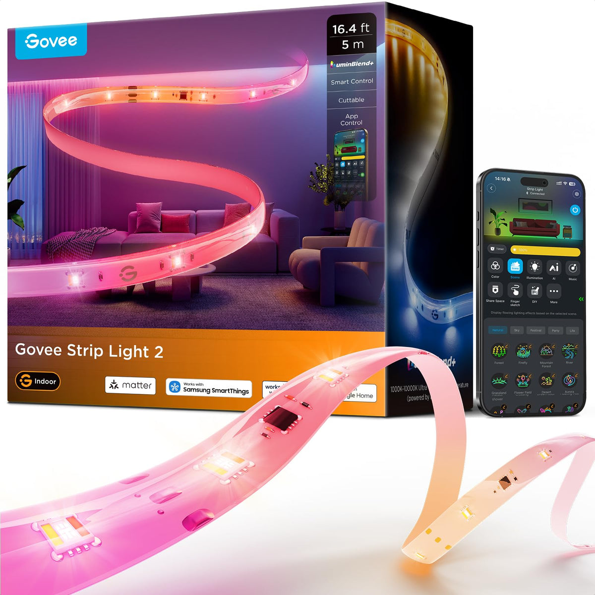 Govee Smart LED Strip RGBWWIC – Matter, Alexa & Google