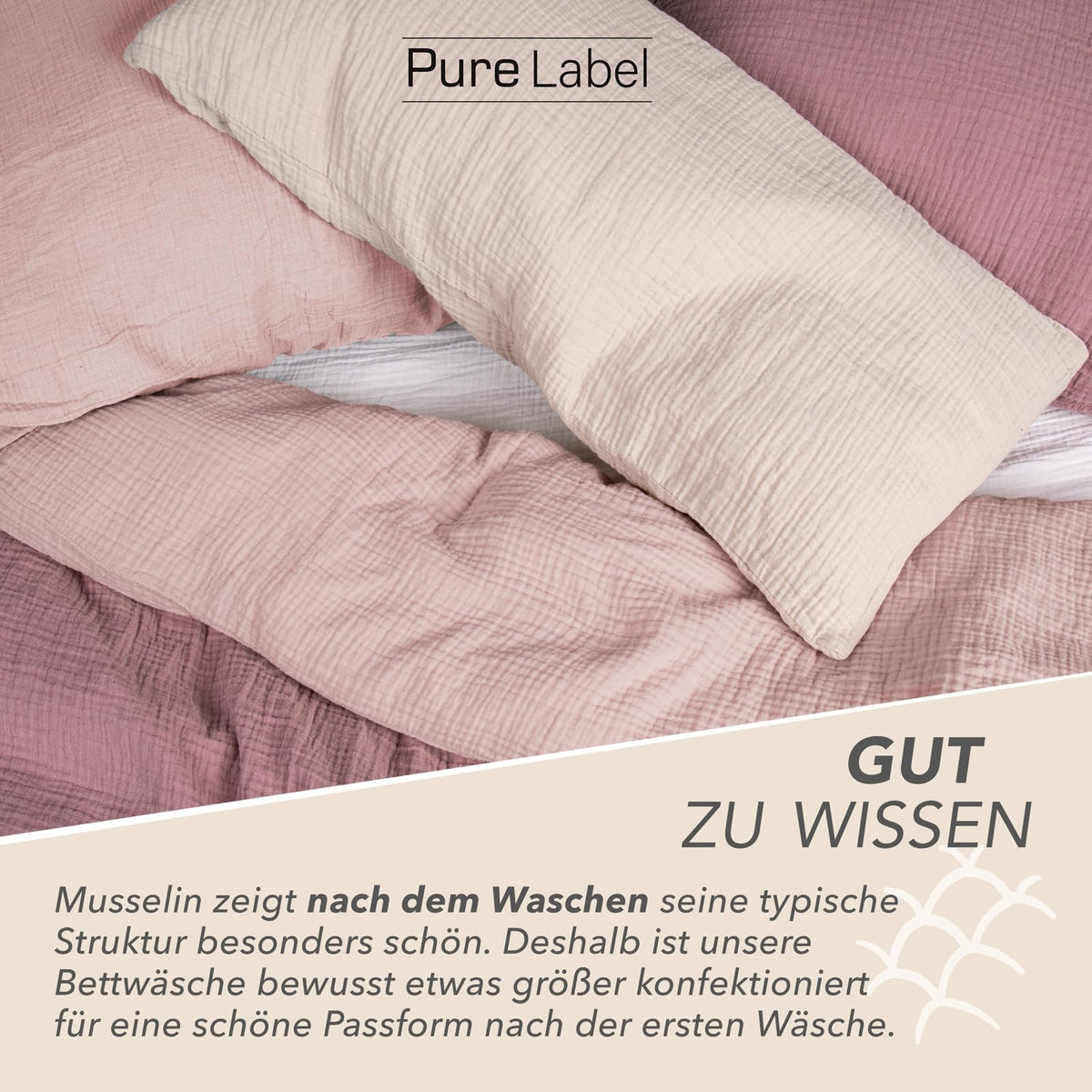 Musselin-Bettwäsche 135 x 200 cm – 100 % Baumwolle, 2-teilig