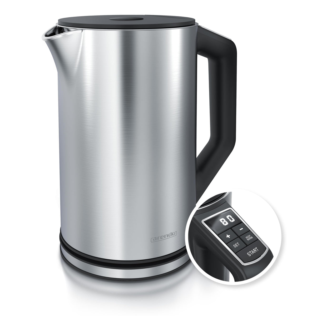 Arendo Edelstahl-Wasserkocher mit Temperatureinstellung 40–100 °C – 1,5 L