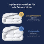 Dreamzie Daunendecke 450 g/m² – Ganzjahres- oder Winterdecke