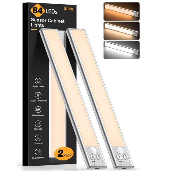 LED-Unterbauleuchte mit Bewegungsmelder 26 cm, 2er-Set – Akku, USB-C, magnetisch