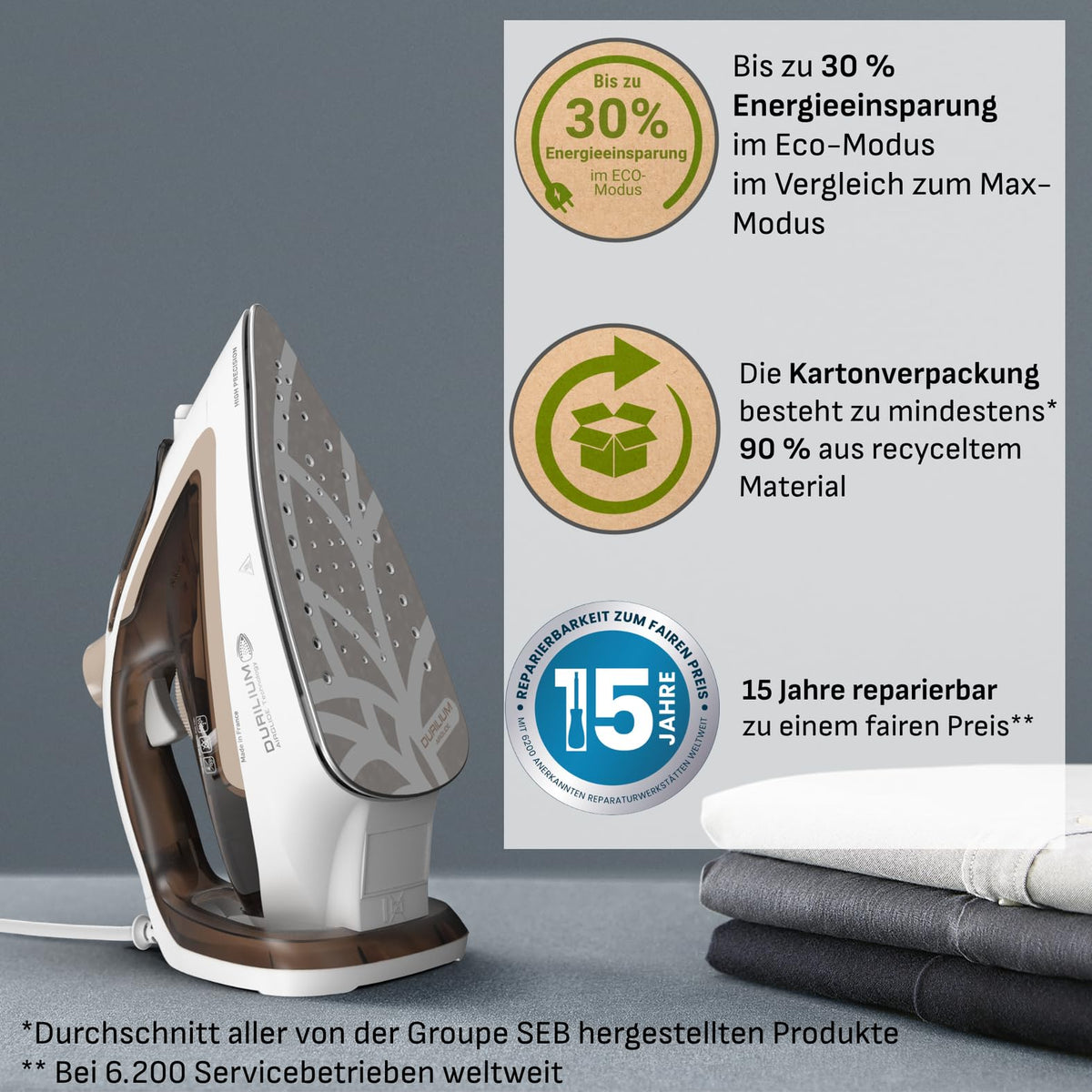 Tefal Easygliss Eco Dampfbügeleisen – 2800 W, Made in France