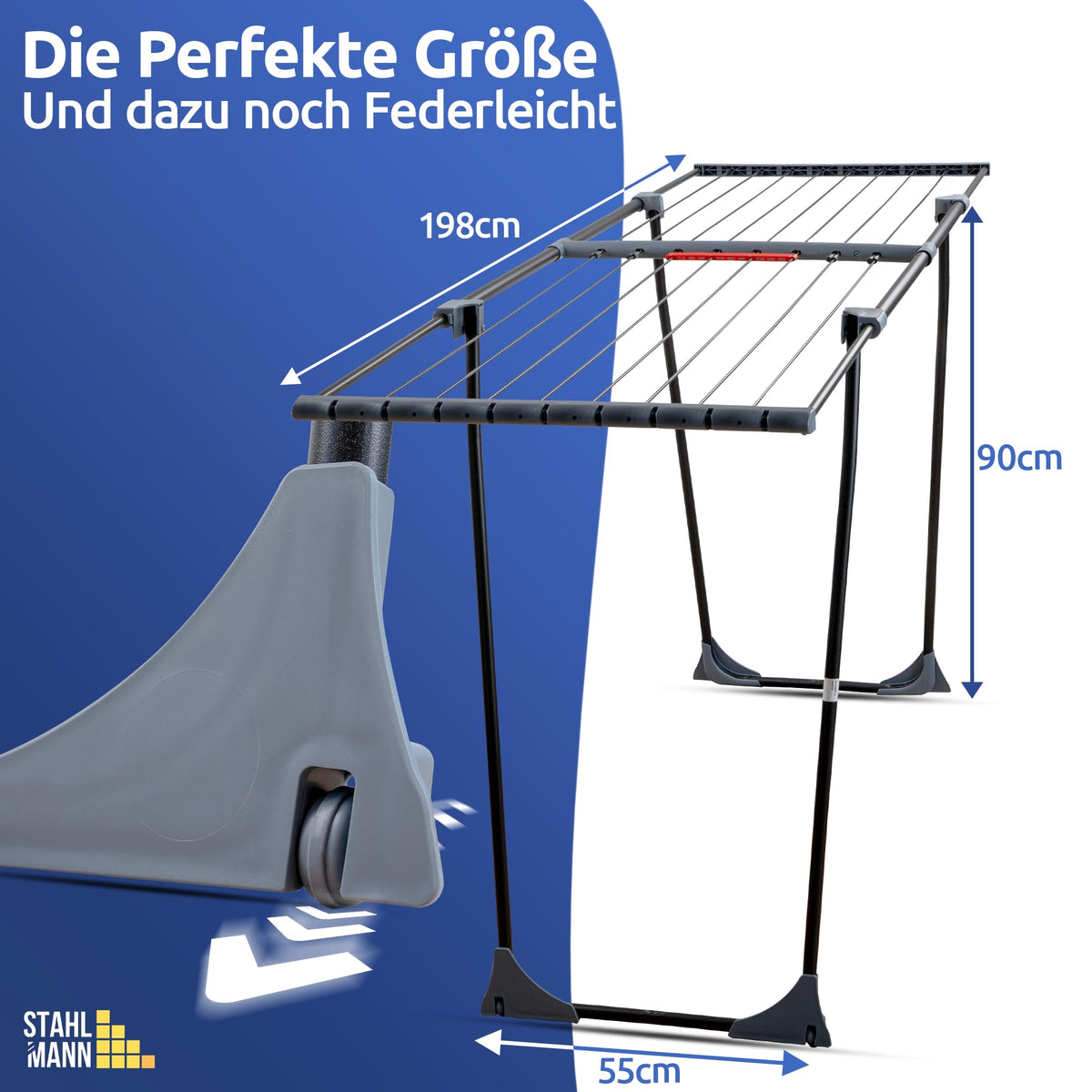 Ausziehbarer Wäscheständer – 20 m Trockenfläche, Made in Europe