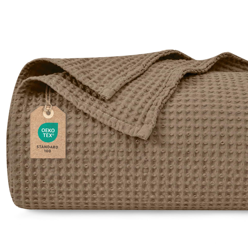 Waffelpiqué-Decke aus 100 % Baumwolle – leicht, atmungsaktiv, Oeko-Tex