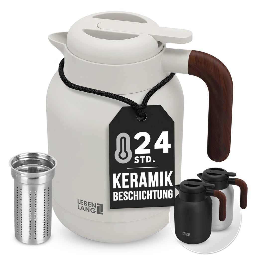 Isolierkanne 1,5 L mit Keramikbeschichtung & Teesieb