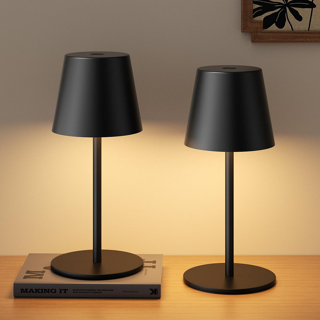 Kabellose Akku-Tischlampe 2er-Set – dimmbar, 3 Lichtfarben, Touch