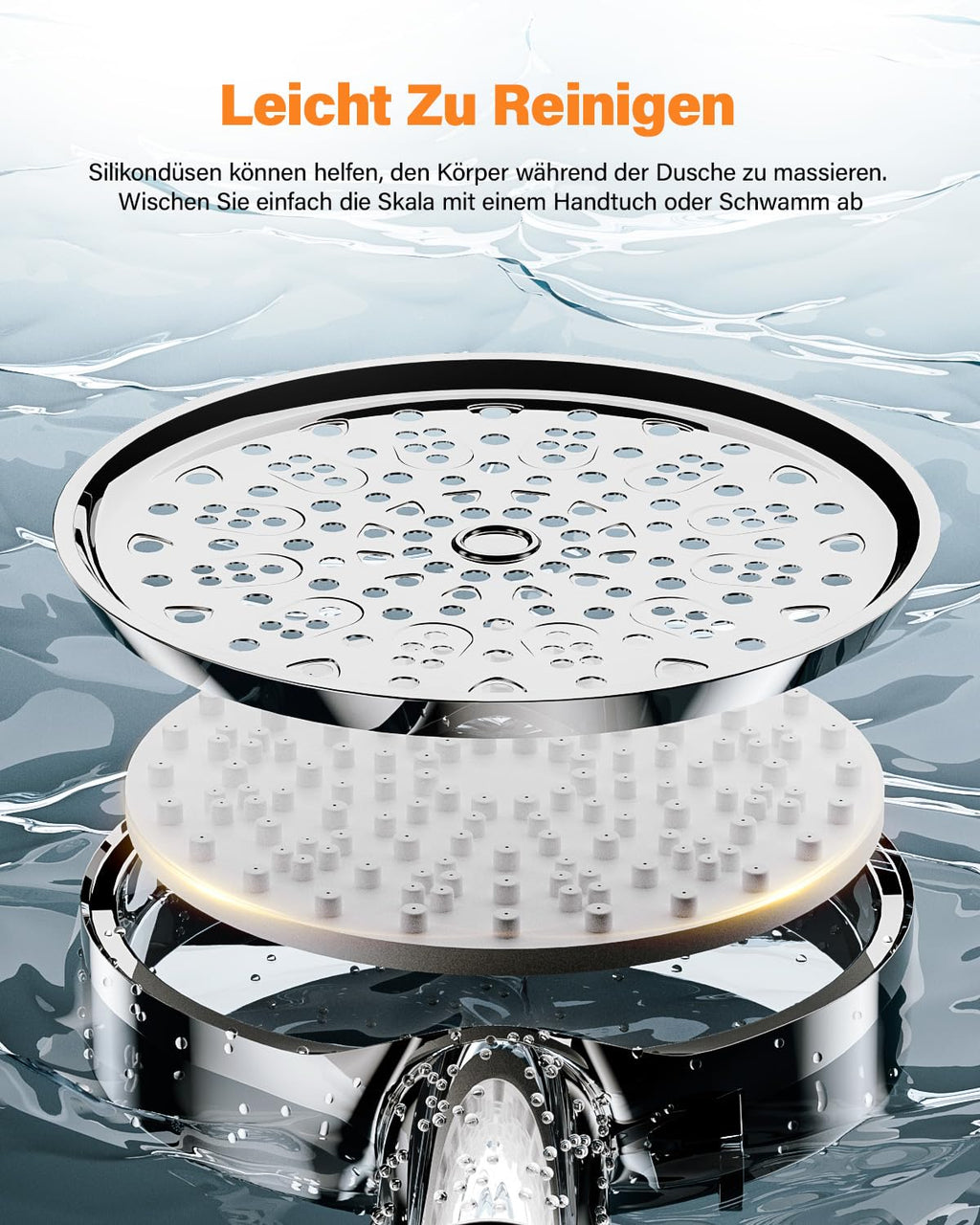 Filter-Duschkopf mit Schlauch – 6 Strahlarten, Hochdruck, Wasserfilter