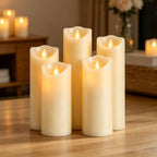 LED Kerzen flackernd aus Echtwachs – 5er Set mit Fernbedienung