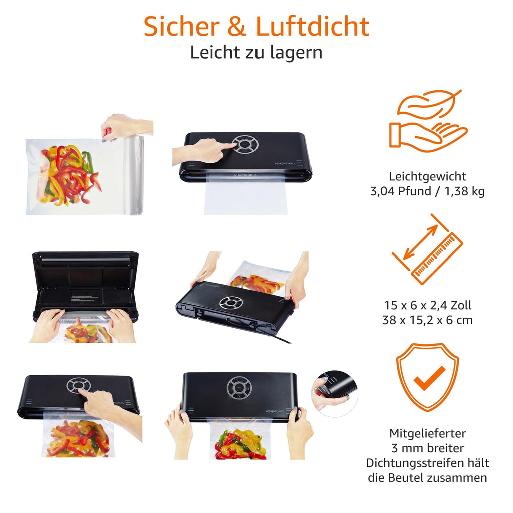 Vakuumierer mit 30-cm-Schweißnaht – inkl. 10 Vakuumbeuteln