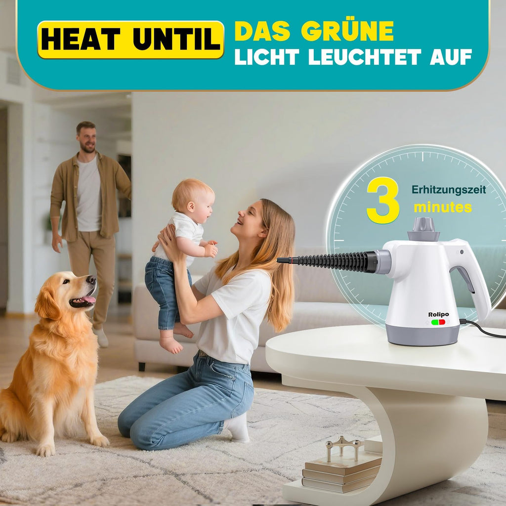Hand-Dampfreiniger 1050 W mit 12-teiligem Zubehör