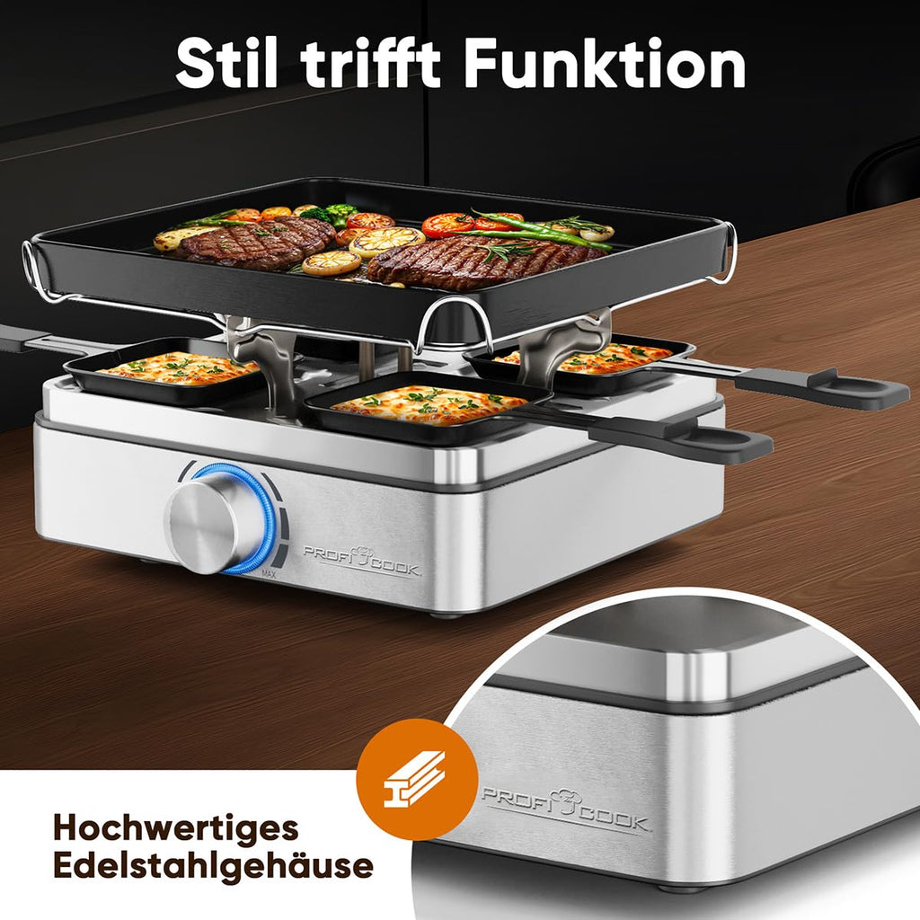 ProfiCook Raclette für 4 Personen mit Wende-Gussplatte
