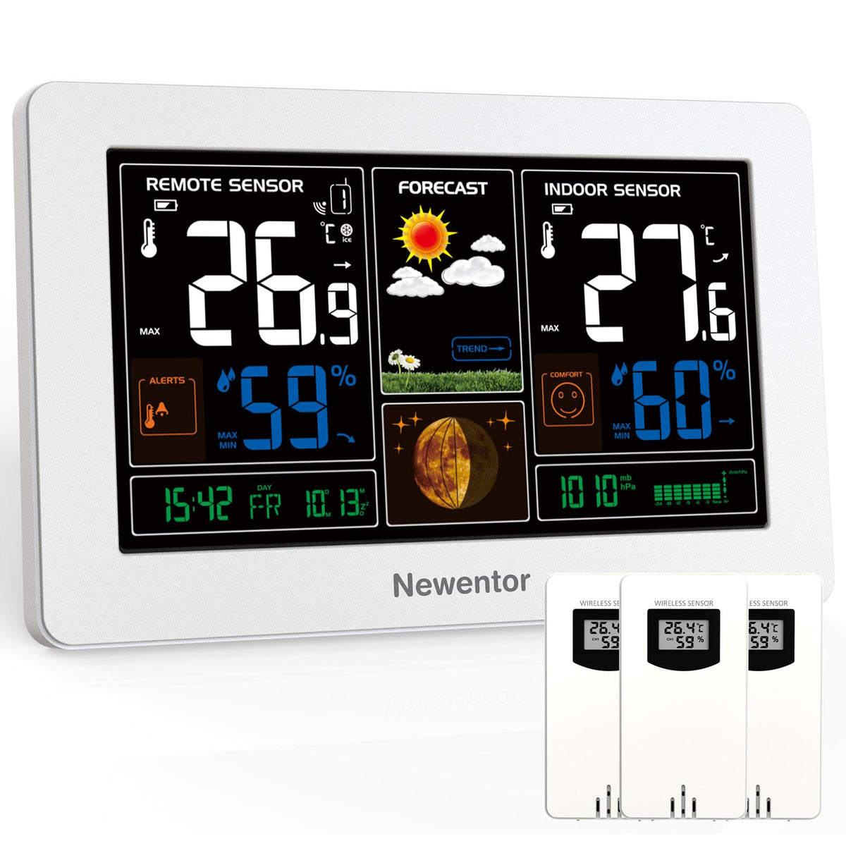 Funk-Wetterstation mit Farbdisplay & Außensensor