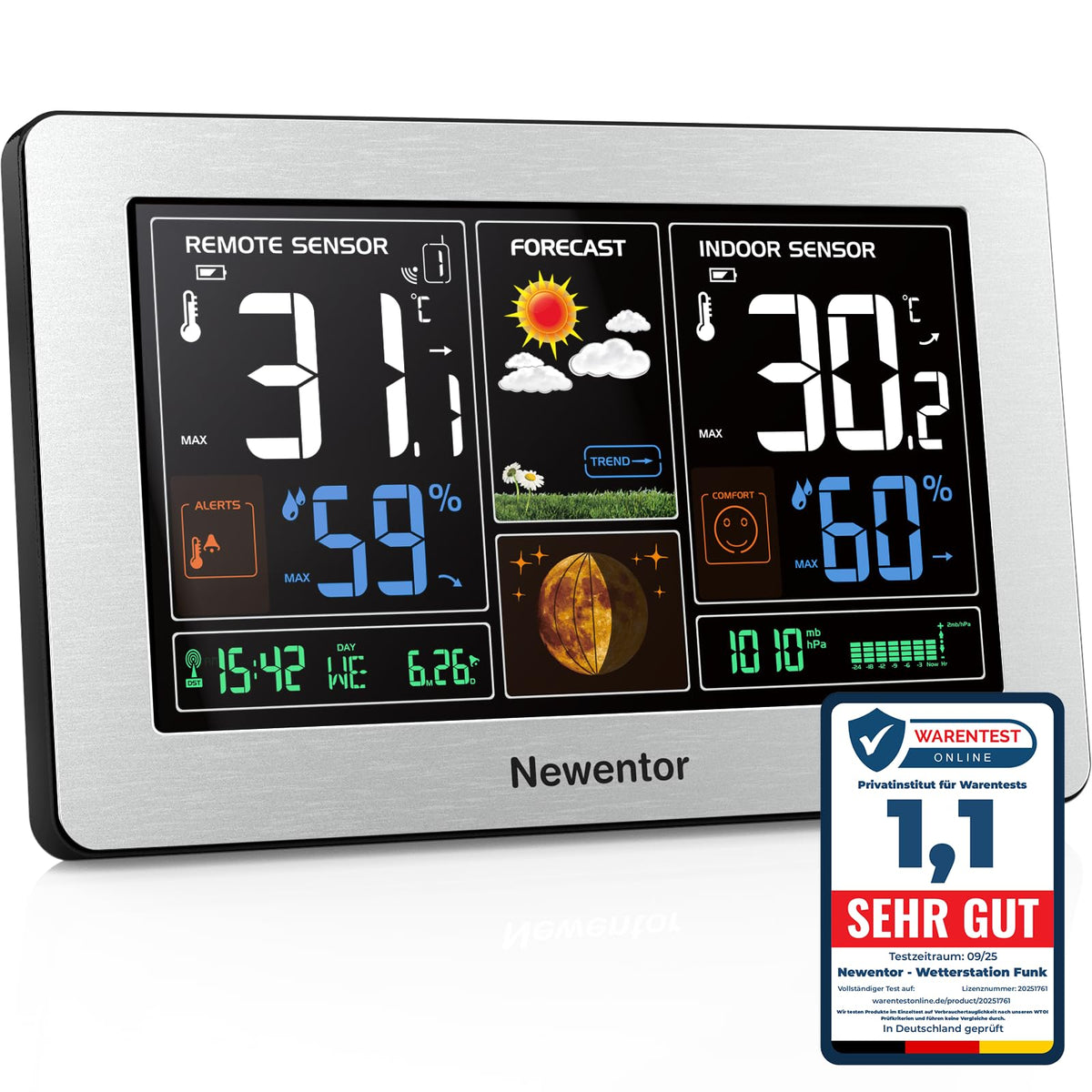 Funk-Wetterstation mit Farbdisplay & Außensensor