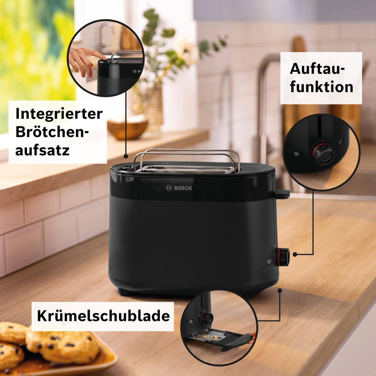 Bosch Kompakttoaster MyMoment TAT2M123 – mit Brötchenaufsatz