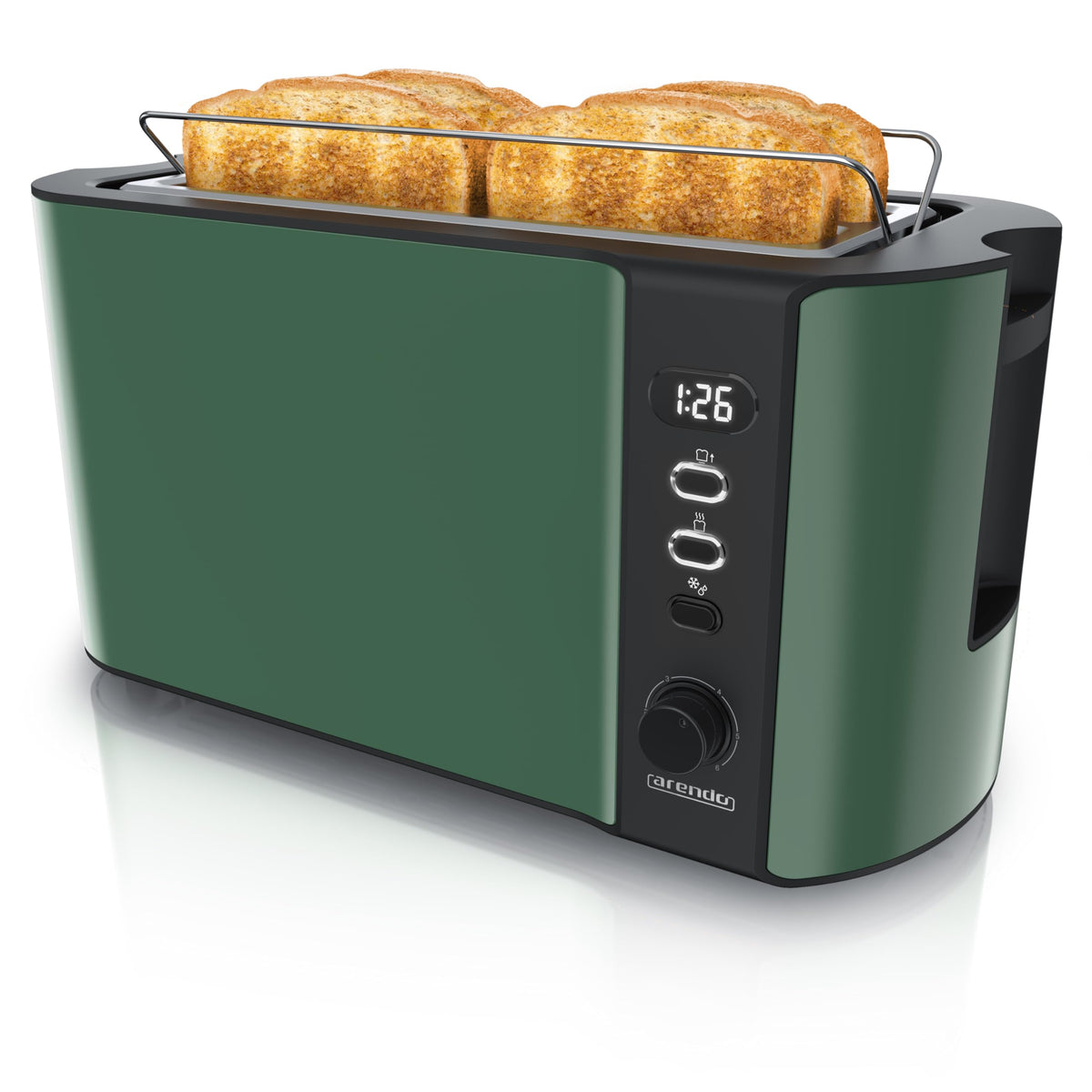 Arendo Langschlitz-Toaster mit Restzeitanzeige – 4 Scheiben, 1500 W
