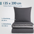 Biber-Bettwäsche 135 x 200 cm – 100 % Baumwolle, Wendedesign, 4-teilig