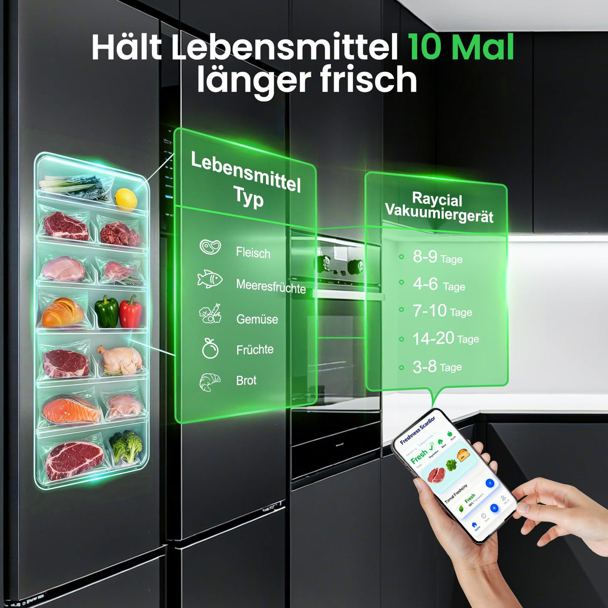 Vakuumierer 7-in-1 mit Folienschneider – 75 kPa