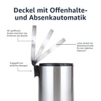 Edelstahl-Treteimer mit Soft-Close – 20 L, fingerabdruckresistent
