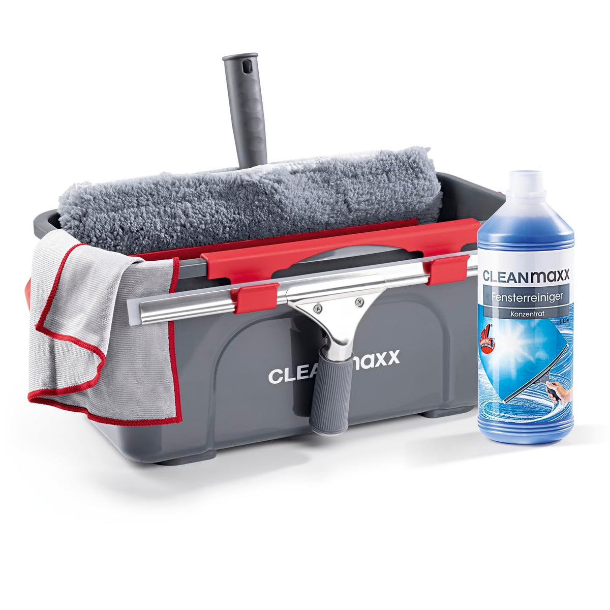 CLEANmaxx Fensterreiniger-Set 7-teilig – mit Eimer & Reinigerkonzentrat