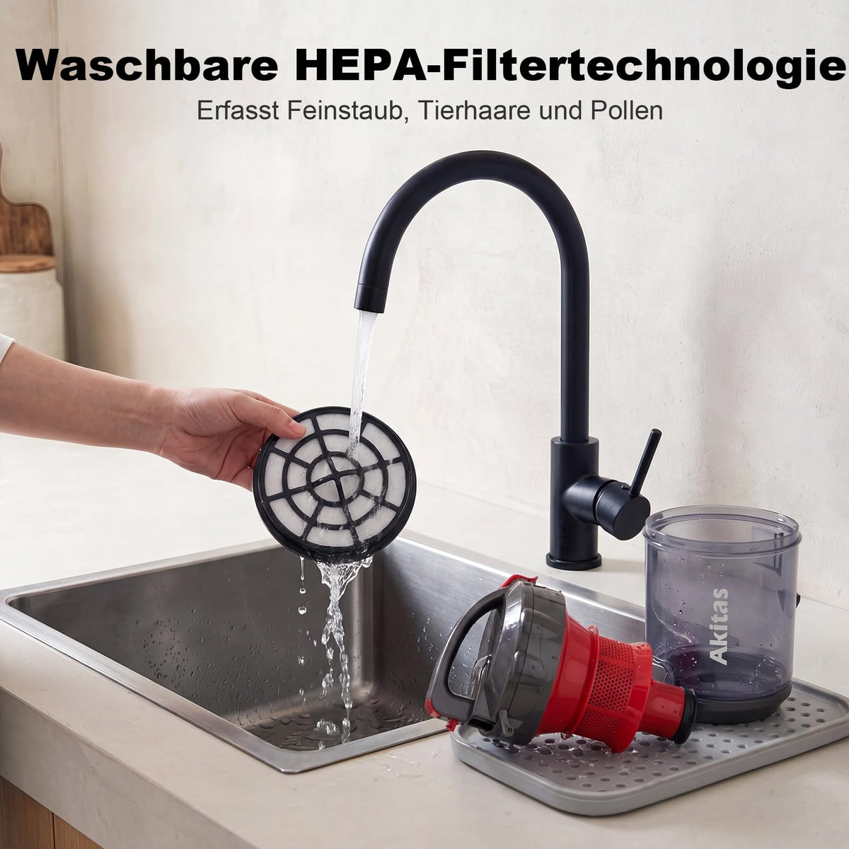 Beutelloser Bodenstaubsauger 850 W – mit HEPA-Filter & 2-in-1-Bürste