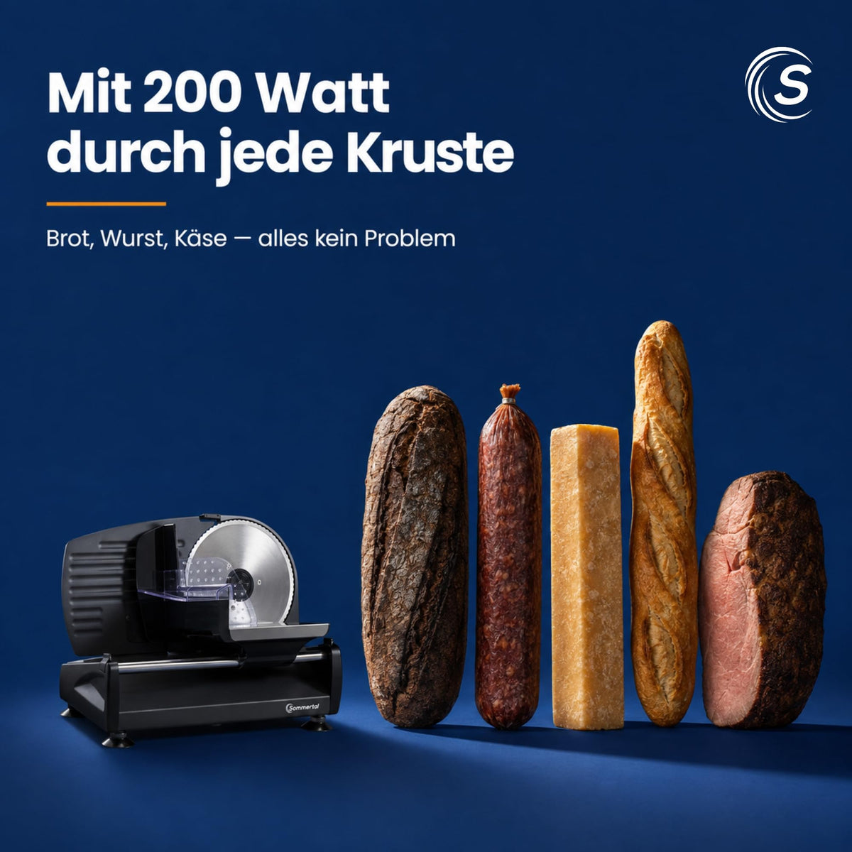 Sommertal Allesschneider AS190 – Wellen- & Glattschliff, 200 W