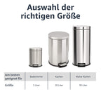 Edelstahl-Treteimer mit Soft-Close – 20 L, fingerabdruckresistent