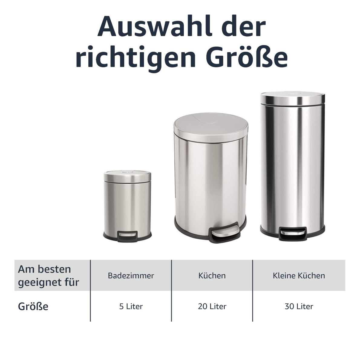 Edelstahl-Treteimer mit Soft-Close – 20 L, fingerabdruckresistent