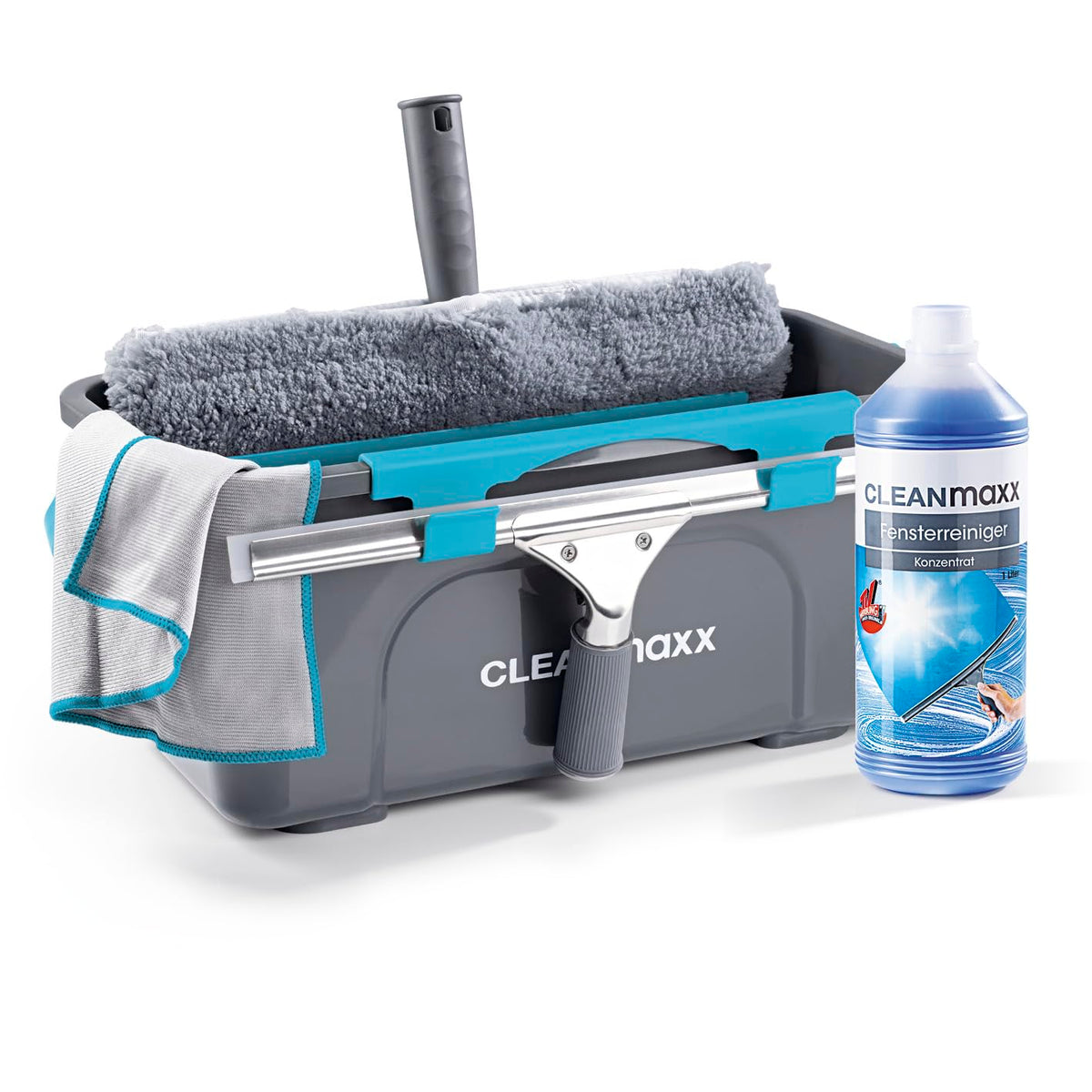 CLEANmaxx Fensterreiniger-Set 7-teilig – mit Eimer & Reinigerkonzentrat