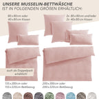 Musselin-Bettwäsche 135 x 200 cm – 100 % Baumwolle, 2-teilig